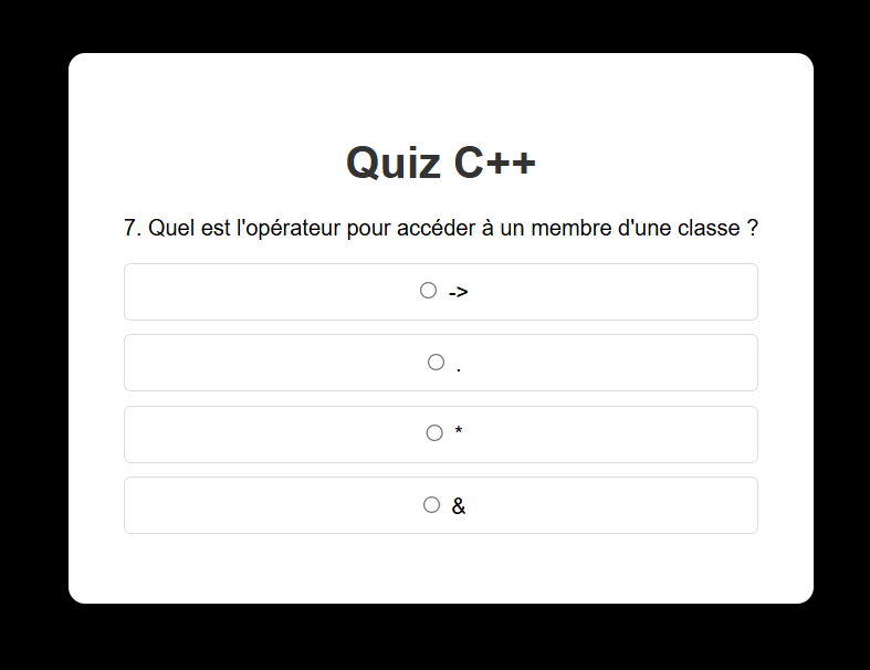Web Quiz in C++