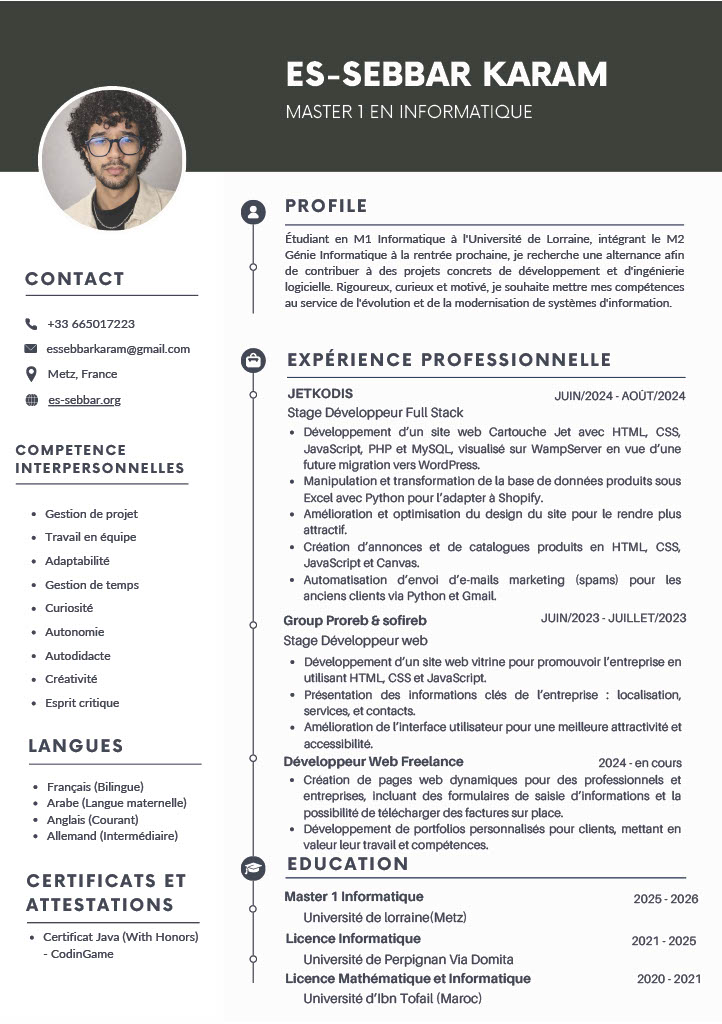 CV Page 1 – Es-sebbar Karam